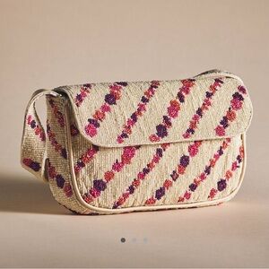 Anthropologie Fiona Floral Beaded Diagonal Dot Shoulder Bag